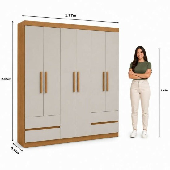 Guarda-roupa Zeus Am�ndoa Clean/Off 6 Portas 4 Gavetas Larg. 1.77m - M�veis Lopas