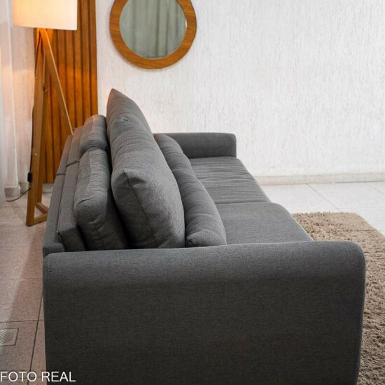 Sof� Retr�til Reclin�vel Meriva 2.30m Linho Cinza - Sem Caixa