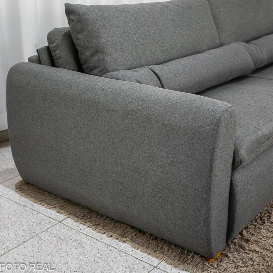 Sof� Retr�til Reclin�vel Meriva 2.30m Linho Cinza - Sem Caixa