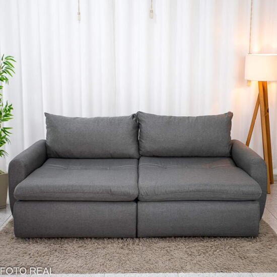 Sof� Retr�til Reclin�vel Meriva 2.30m Linho Cinza - Sem Caixa