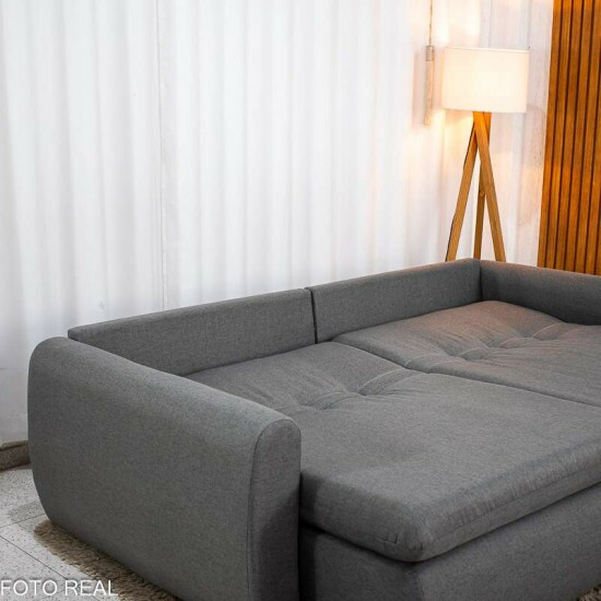 Sof� Retr�til Reclin�vel Meriva 2.30m Linho Cinza - Sem Caixa
