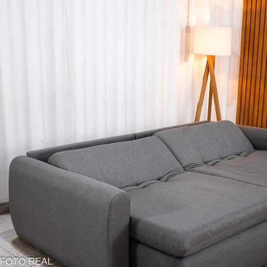 Sof� Retr�til Reclin�vel Meriva 2.30m Linho Cinza - Sem Caixa