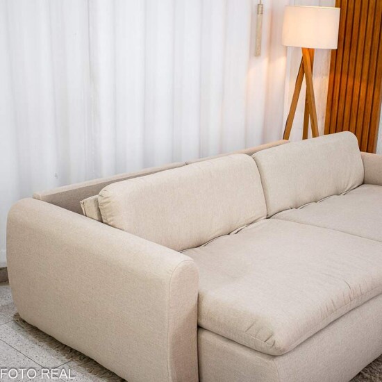 Sof� Retr�til Reclin�vel Meriva 2.30m Linho Bege - Sem Caixa