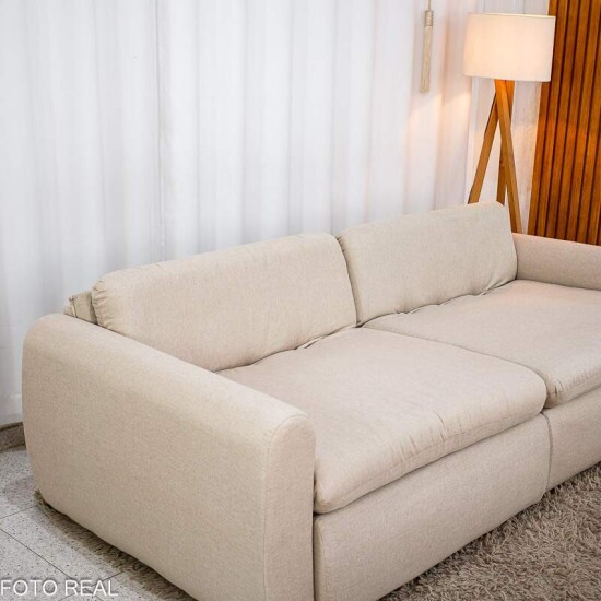 Sof� Retr�til Reclin�vel Meriva 2.30m Linho Bege - Sem Caixa