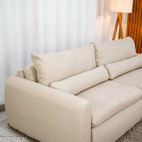 Sof� Retr�til Reclin�vel Meriva 2.30m Linho Bege - Sem Caixa