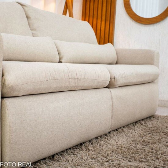 Sof� Retr�til Reclin�vel Meriva 2.30m Linho Bege - Sem Caixa