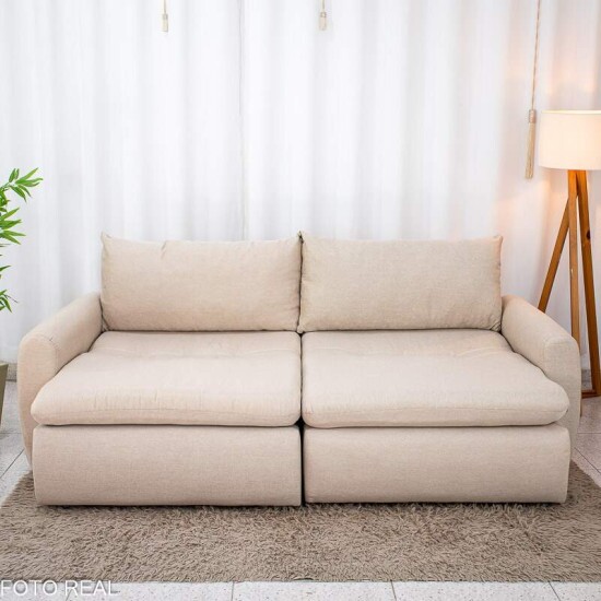 Sof� Retr�til Reclin�vel Meriva 2.30m Linho Bege - Sem Caixa
