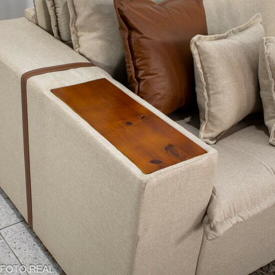 Sof� Retr�til Reclin�vel Emily 2.30m Linho Bege - Sem Caixa