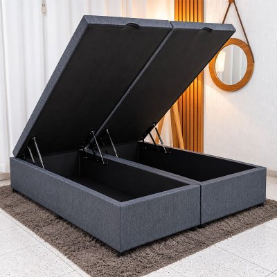 Base Box Ba� Casal Bipartido Confort Linh�o Petr�leo Blindado 138x188x45 cm - Issacar