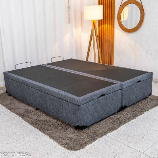 Base Box Ba� Casal Bipartido Confort Linh�o Petr�leo Blindado 138x188x45 cm - Issacar