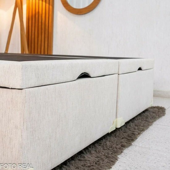 Base Box Ba� Casal Bipartido Confort Linh�o Palha Blindado 138x188x45 - Issacar