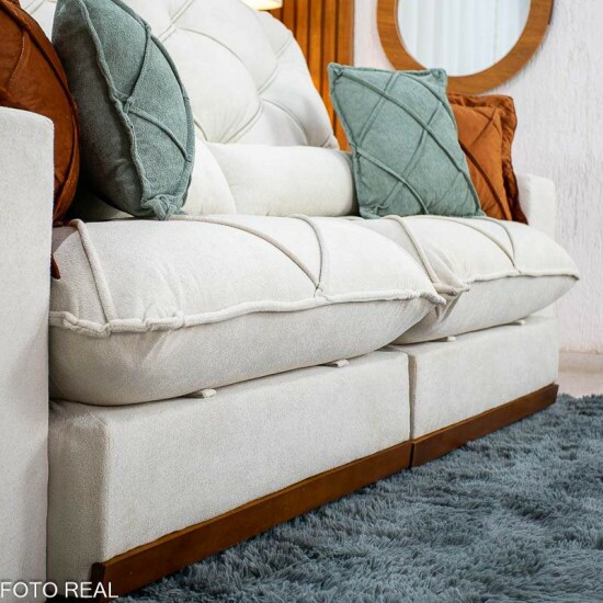Sof� Retr�til Reclin�vel Texas 2.50m Boucle Bege - Molas Ensacadas