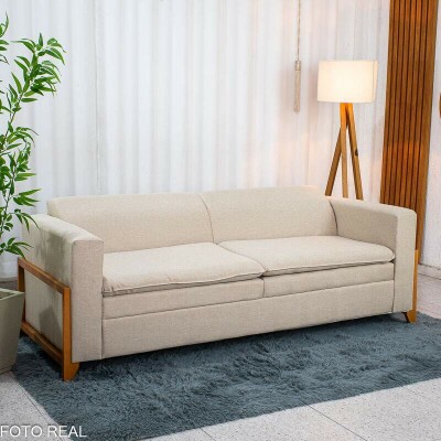 Sof� 3 Lugares Capri Larg. 2.00m Linho Bege A57