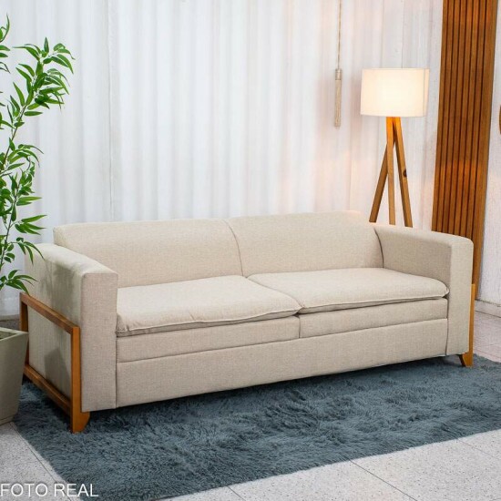 Sof� 3 Lugares Capri Larg. 2.00m Linho Bege A57