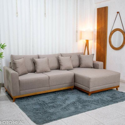 Sof� 3 Lug. Arm�nia C/ Chaise Larg. 2.50m Linho Bege Escuro A58