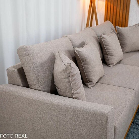 Sof� 3 Lug. Arm�nia C/ Chaise Larg. 2.50m Linho Bege Escuro A58