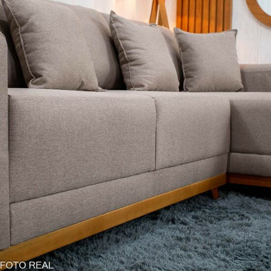 Sof� 3 Lug. Arm�nia C/ Chaise Larg. 2.50m Linho Bege Escuro A58