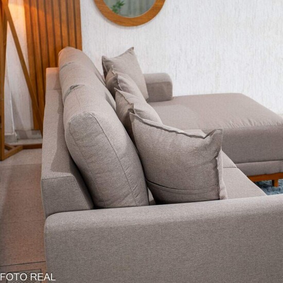 Sof� 3 Lug. Arm�nia C/ Chaise Larg. 2.50m Linho Bege Escuro A58