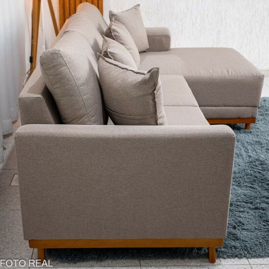 Sof� 3 Lug. Arm�nia C/ Chaise Larg. 2.50m Linho Bege Escuro A58