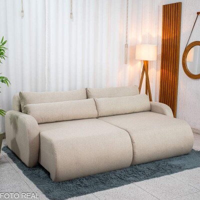 Sof� Retr�til Bellagio Larg. 2.25m Linho Bege A57