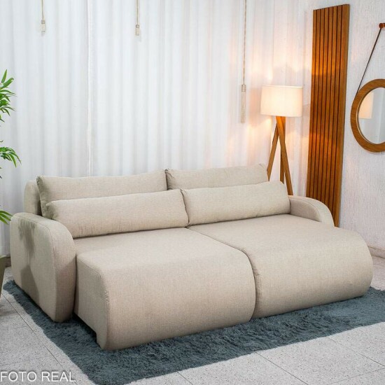 Sof� Retr�til Bellagio Larg. 2.25m Linho Bege A57