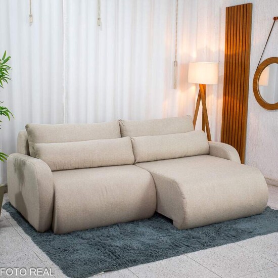 Sof� Retr�til Bellagio Larg. 2.25m Linho Bege A57