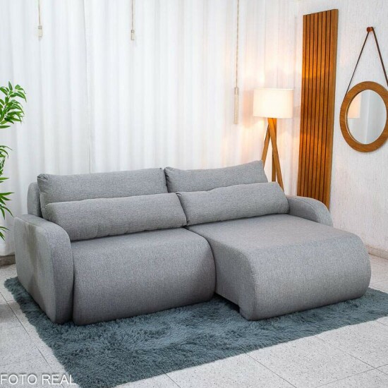 Sof� Retr�til Bellagio Larg. 2.25m Linho Cinza A59