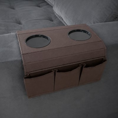 Bandeja para Bra�o de Sof� com Porta Copos e Controle Corino Marrom