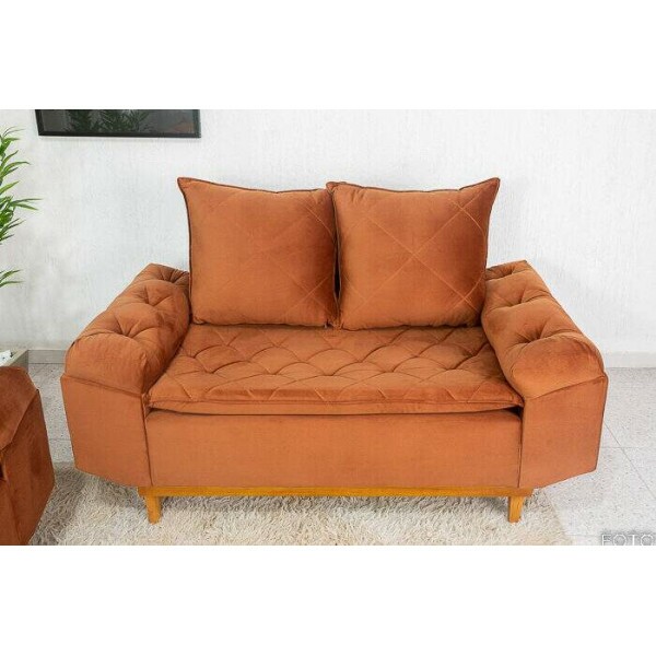 Sof 3 e 2 lugares Blgica Veludo Terracota