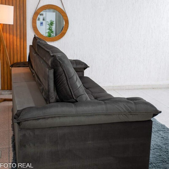 Sof� Retr�til Reclin�vel Mariana 2.30m Veludo Marrom 320 - D33 e Molas Ensacadas