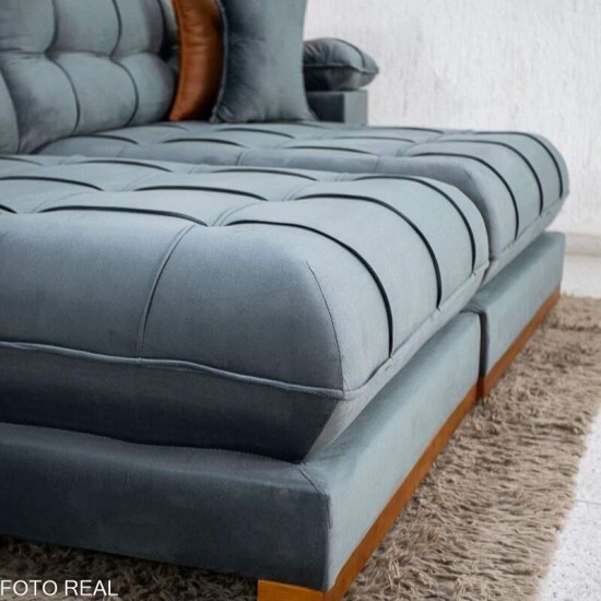Sof� Retr�til Reclin�vel Verona 2.30m Veludo Cinza - Molas Ensacadas