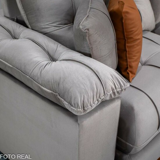 Sof� Retr�til Reclin�vel Verona 2.30m Veludo Capuccino 02 - Molas Ensacadas