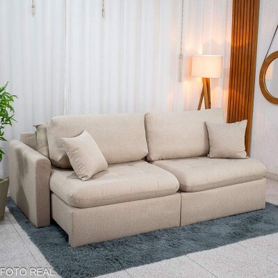 Sof� Retr�til Reclin�vel Guap� Larg. 2.27m Linho Bege 459