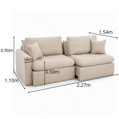 Sof� Retr�til Reclin�vel Guap� Larg. 2.27m Linho Bege 459
