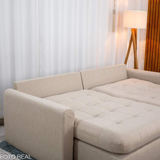 Sof� Retr�til Reclin�vel Guap� Larg. 2.27m Linho Bege 459