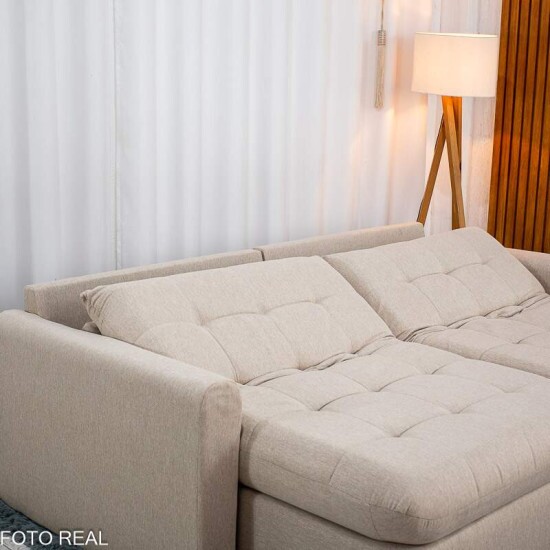 Sof� Retr�til Reclin�vel Guap� Larg. 2.27m Linho Bege 459