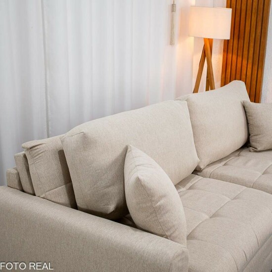 Sof� Retr�til Reclin�vel Guap� Larg. 2.27m Linho Bege 459