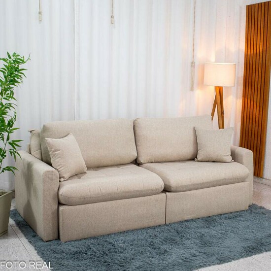 Sof� Retr�til Reclin�vel Guap� Larg. 2.27m Linho Bege 459