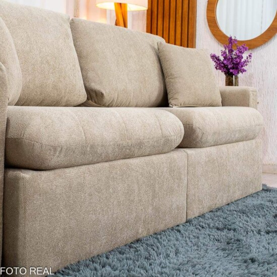 Sof� Retr�til Reclin�vel Guap� Larg. 2.27m Boucle Bege Escuro 431
