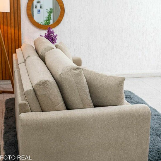 Sof� Retr�til Reclin�vel Guap� Larg. 2.27m Boucle Bege Escuro 431