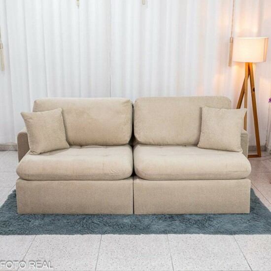 Sof� Retr�til Reclin�vel Guap� Larg. 2.27m Boucle Bege Escuro 431
