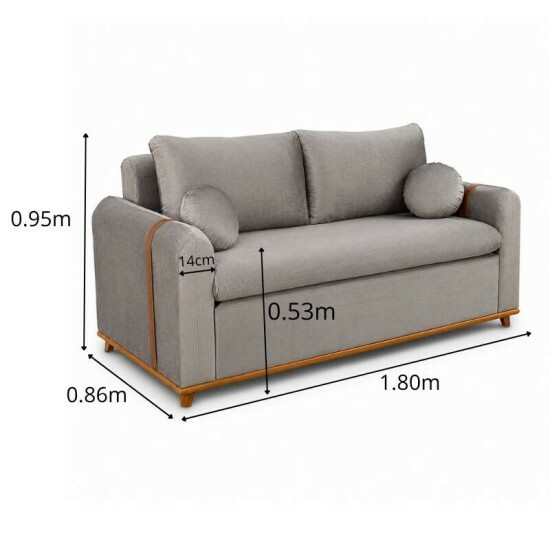 Sof� 3 lugares Kievi Larg. 1.80m Veludo Capuccino A38