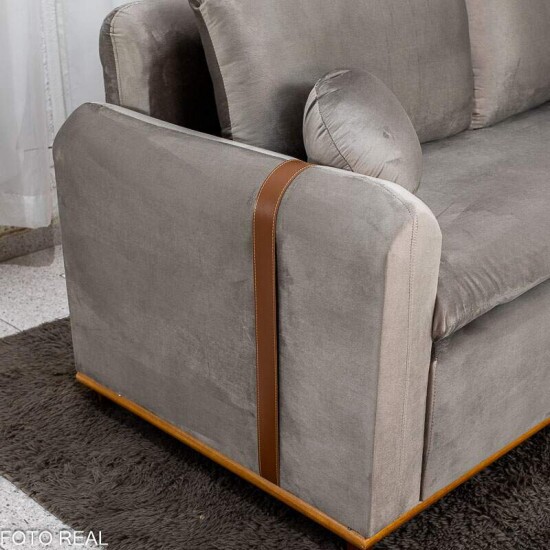 Sof� 3 lugares Kievi Larg. 1.80m Veludo Capuccino A38