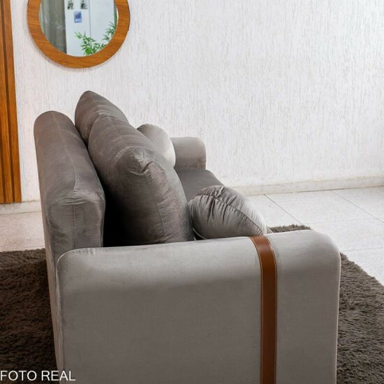 Sof� 3 lugares Kievi Larg. 1.80m Veludo Capuccino A38