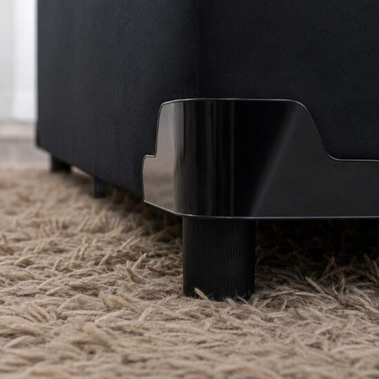 Colch�o Casal 100% Espuma Extra Firme Lestespuma + Base Box Ba� Casal Confort Sued Preto Blindado Issacar - 138x188x63 cm