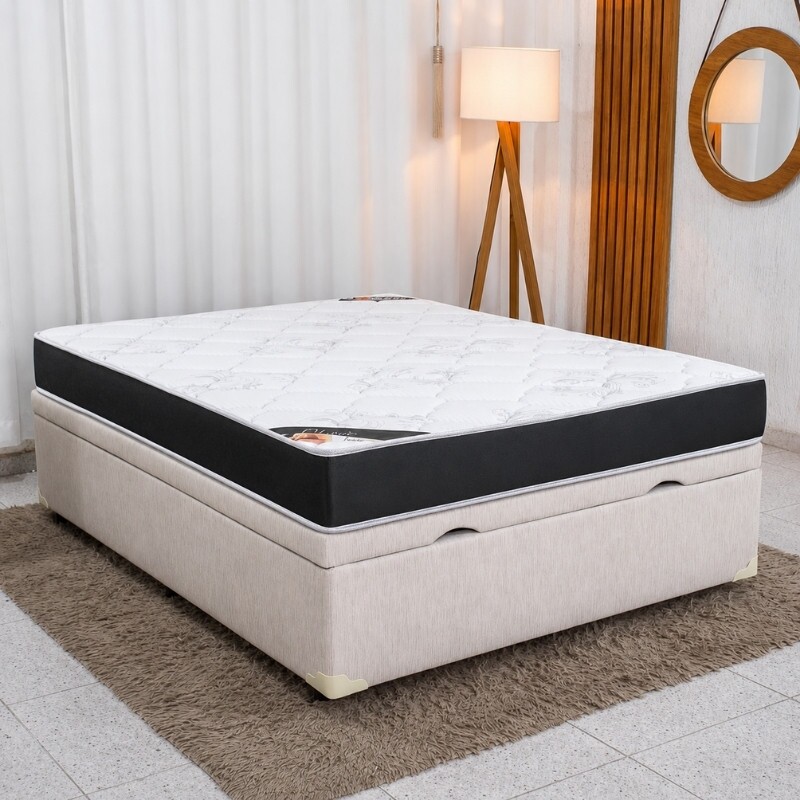 Colch�o Casal Ortop�dico Classic Supreme Lestespuma + Base Box Ba� Casal Confort Korino Palha Blindado Issacar - 138x188x64