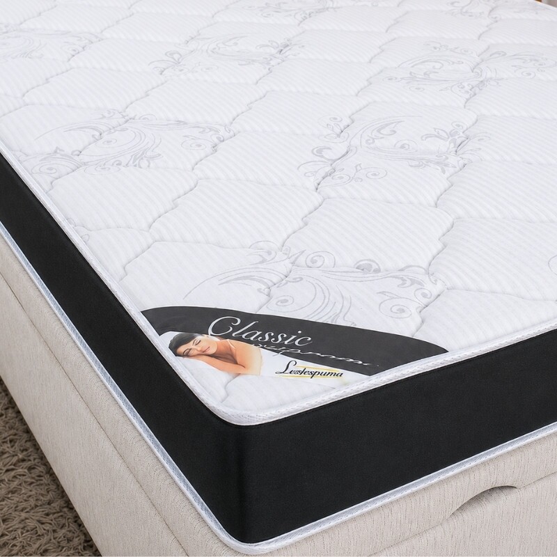 Colch�o Casal Ortop�dico Classic Supreme Lestespuma + Base Box Ba� Casal Confort Korino Palha Blindado Issacar - 138x188x64