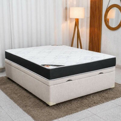 Colch�o Casal Ortop�dico Classic Supreme Lestespuma + Base Box Casal Ba� Confort Korino Palha Blindado Issacar - 138x188x64 cm