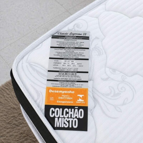 Colch�o Casal Ortop�dico Classic Supreme Lestespuma + Base Box Ba� Casal Confort Korino Palha Blindado Issacar - 138x188x64