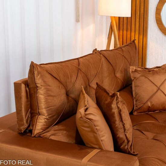 Sof� Retr�til Reclin�vel Gran Bello 2.00m Veludo Terracota 24 - Molas Ensacadas